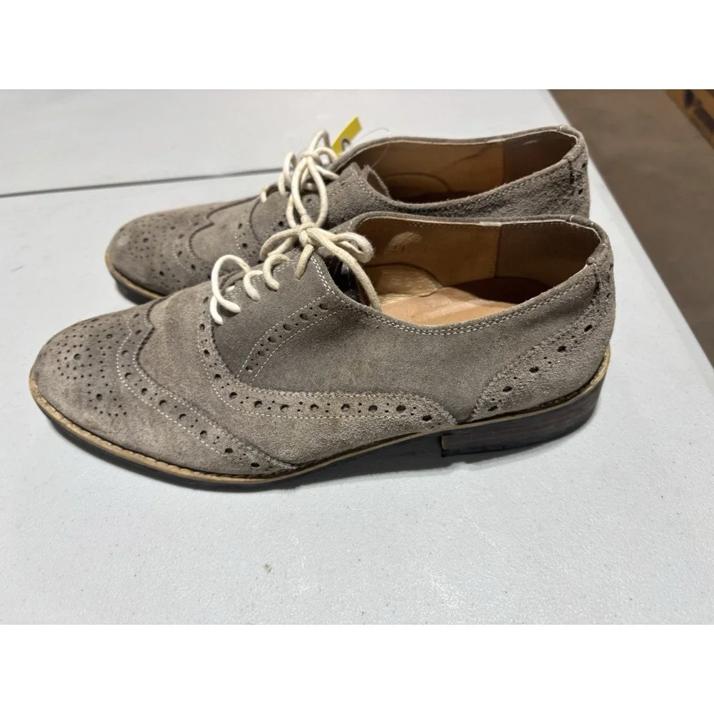 Firenze Atelier‎ Men's Handmade Ash  Suede Cap Toe Laceup Oxford Dress Shoes 8.5